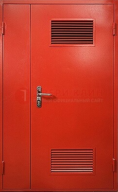 Красная железная техническая дверь с вентиляционными решетками ДТ-4 в Сосновый Бор