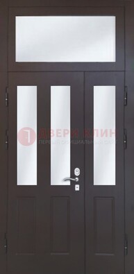 Черная тамбурная дверь со стеклянными вставками ДТМ-38 в Сосновый Бор