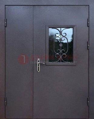 Тамбурная дверь Порошок со стеклом и ковкой ДТМ-48 в Сосновый Бор