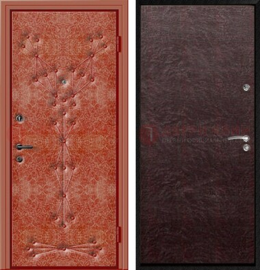 Красная стальная дверь с винилискожей ДВ-33 в Сосновый Бор