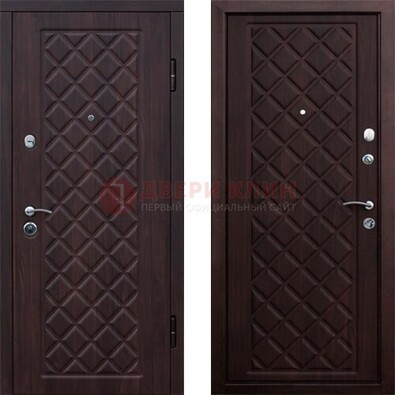 Коричневая металлическая дверь с МДФ с двух сторон ДМ-1555 Кириши
