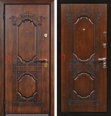 Коричневая железная дверь с виноритом и узором ДВТ-211 в Сосновый Бор