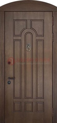 Коричневая стальная дверь с виноритом в форме арки ДВТ-237 в Сосновый Бор
