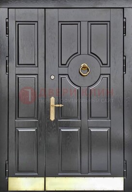 Черная металическая дверь с виноритом для дома ДВТ-241 в Сосновый Бор