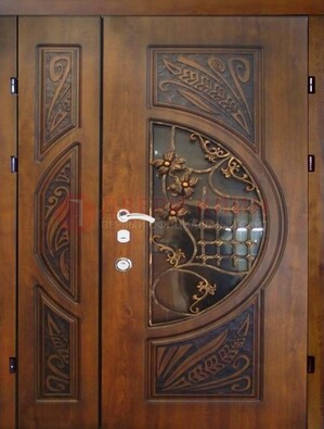 Металлическая дверь с виноритом и резной панелью внутри ДВТ-70 в Сосновый Бор