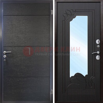 Темная Железная дверь c виноритом и МДФ с зеркалом ДЗ-119 в Сосновый Бор