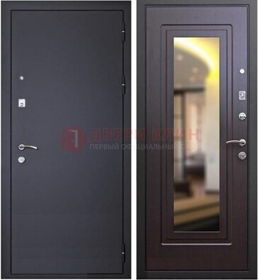 Черная железная дверь с зеркалом ДЗ-30 в Сосновый Бор