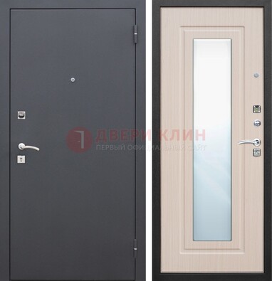Черная входная дверь с зеркалом МДФ внутри ДЗ-31 в Сосновый Бор