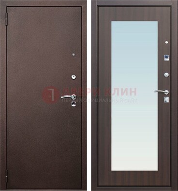 Коричневая входная дверь с зеркалом МДФ внутри ДЗ-40 в Сосновый Бор