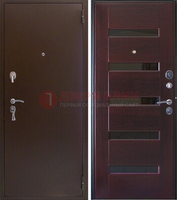 Темная железная дверь с зеркалом ДЗ-42 в Сосновый Бор