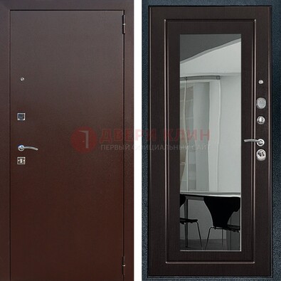 Металлическая дверь с порошковым напылением с МДФ и зеркалом ДЗ-61 в Сосновый Бор