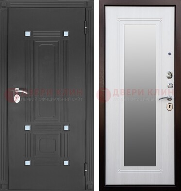 Стальная черная дверь МДФ с зеркалом ДЗ-76 в Сосновый Бор
