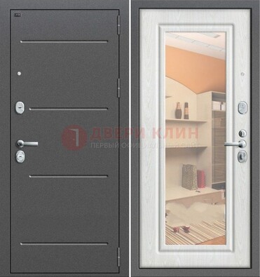 Серая металлическая дверь с зеркалом ДЗ-7 в Сосновый Бор