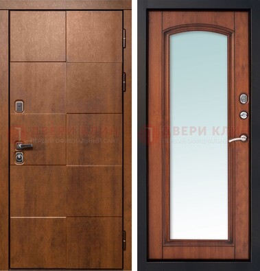 Белая филенчатая дверь с фрезерованной МДФ и зеркалом ДЗ-81 в Сосновый Бор