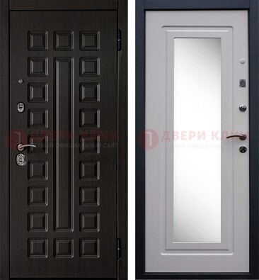 Черная филенчатая металлическая дверь МДФ с зеркалом ДЗ-83 в Сосновый Бор