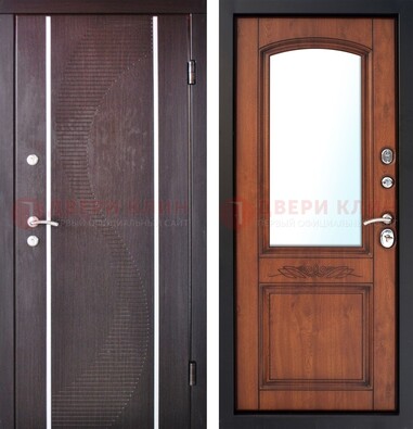 Входная дверь с МДФ и МДФ внутри с зеркалом ДЗ-88 в Сосновый Бор