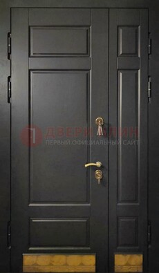 Черная полуторная железная дверь для частного дома ПЛ-2 в Сосновый Бор