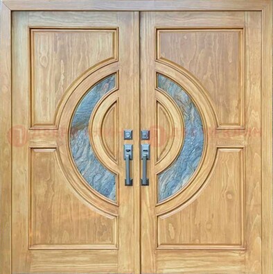 Двухстворчатая металлическая дверь с витражом ВЖ-11 в Сосновый Бор
