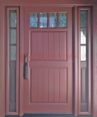 Входная дверь с массивом с фрамугами и витражом ВЖ-19 в Сосновый Бор